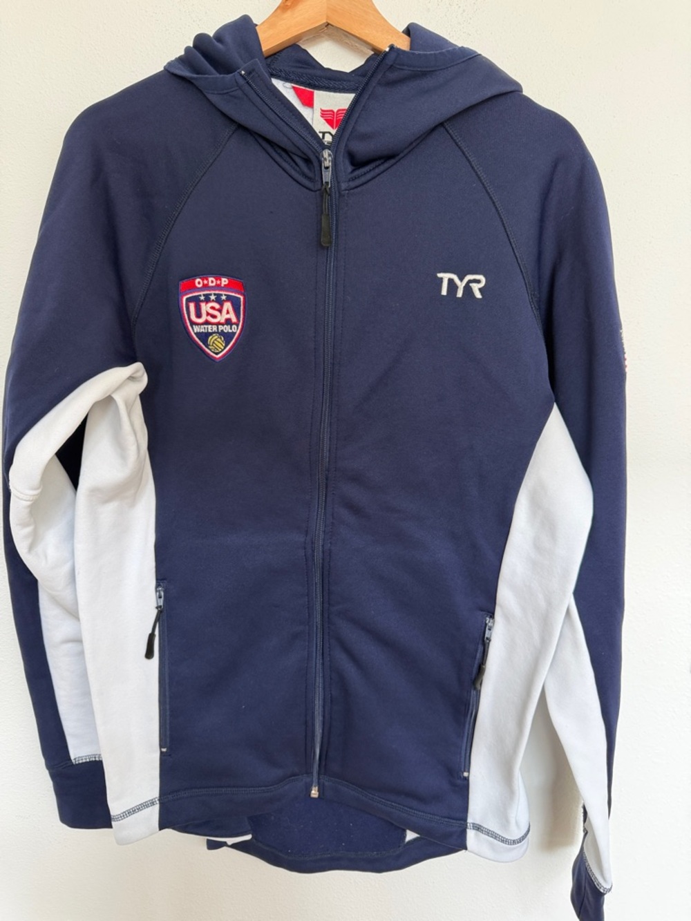 TYR Navy and White USA Water Polo Olympic development program Hoodie Jacket